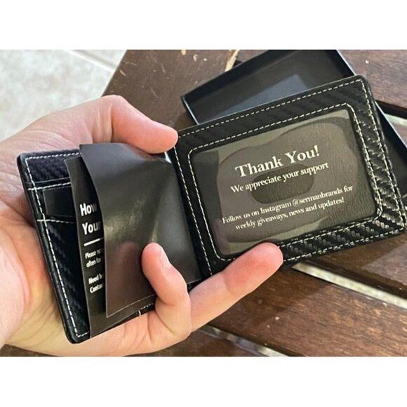 New RFID Blocking Wallet Slim Bifold - Genuine Leather Minimalist Front Pocket - Picture 2 of 2